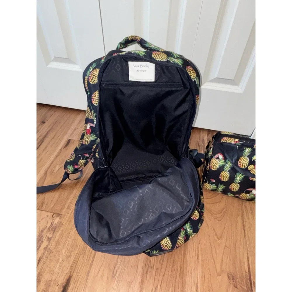 Vera Bradley Toucan Party Large Backpack With Lunch Pack Nylon Approx 19x13x8